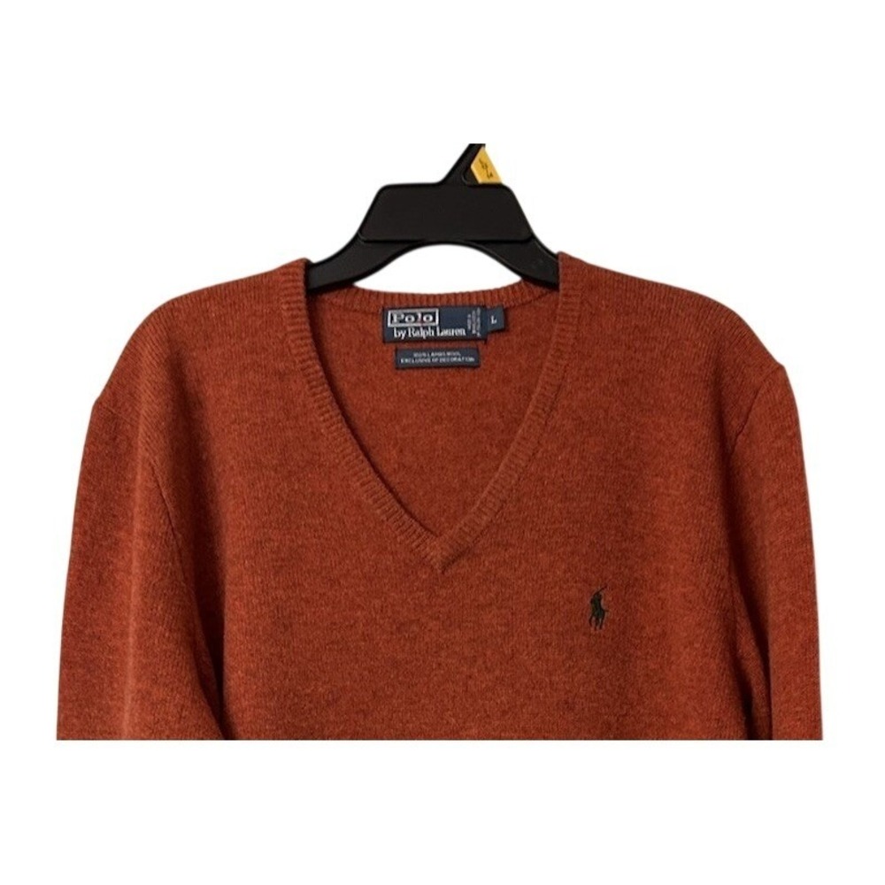 Polo Ralph Lauren Mens 100% Lambs Wool V Neck Pullover Sweater Size Large - Picture 2 of 7